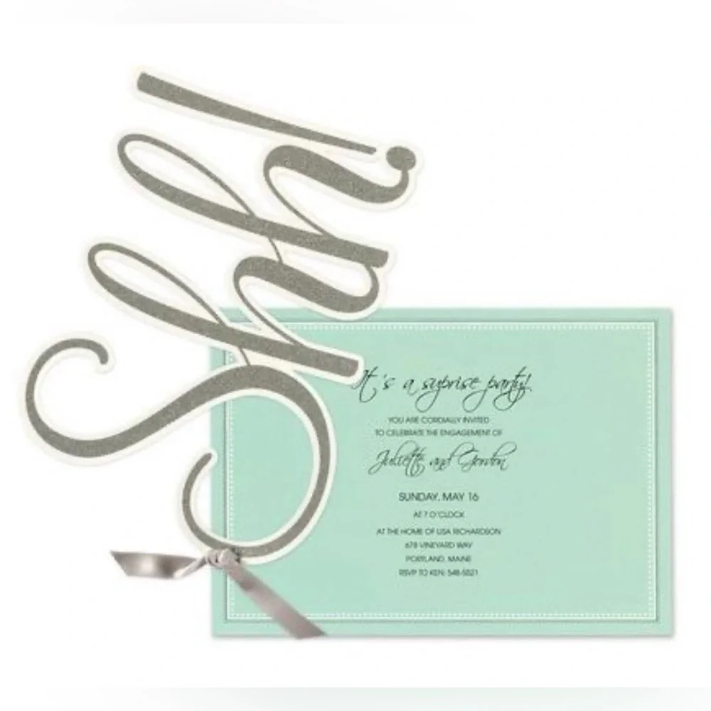 Anna Griffin Lot of 3 Packs-Shh! Glitter Accent Teal Party Invitations 30 total